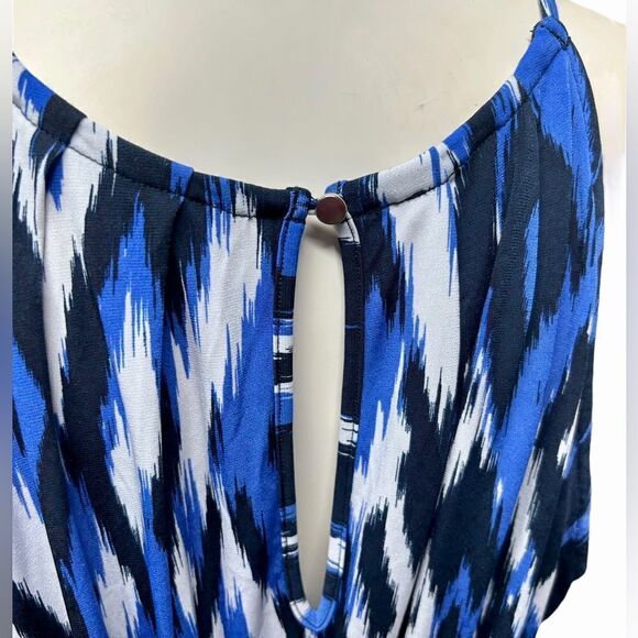 Banana Republic Blue and Black Sleeveless Spaghetti Strap Knee Length Dress Tie - Picture 4 of 7